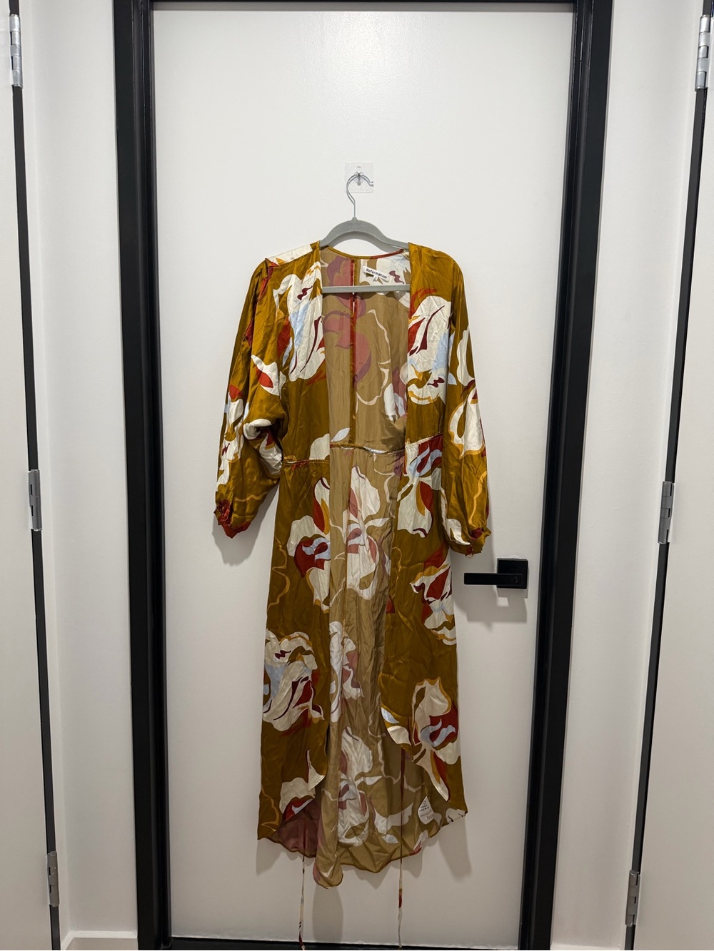 Reformation Mustard Floral Long Sleeve Midi Dress